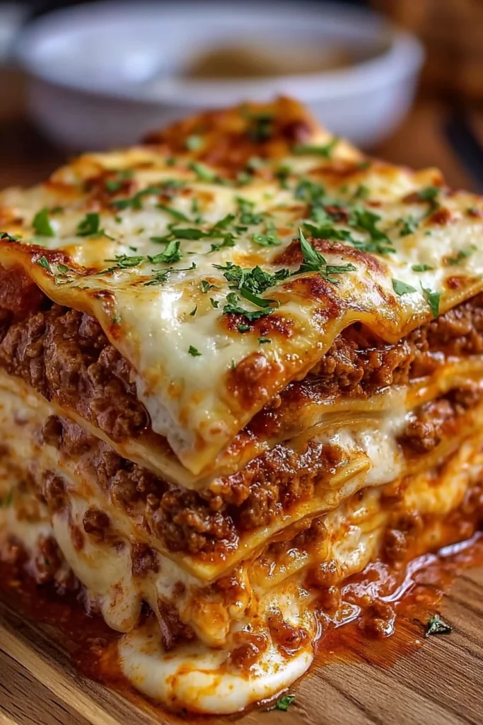 Million Dollar Lasagna, decadent, savory, cheesy, layers, flavorful, indulgent