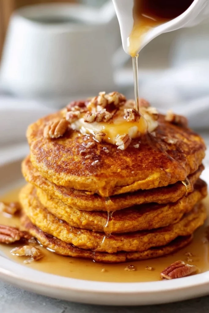 oatmeal pumpkin pancakes, fall flavors, warm and comforting, delicious breakfast option