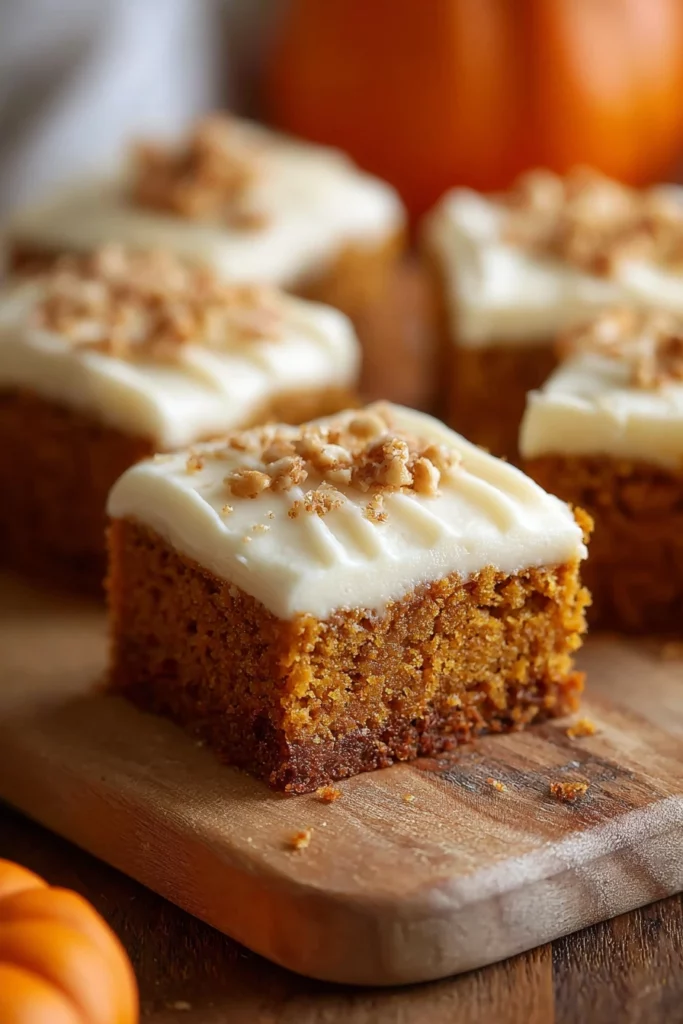 pumpkin bars, cream cheese frosting, old-fashioned, autumn, decadent, sweet and creamy