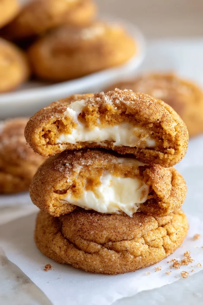 pumpkin cheesecake cookies, decadent fall treat, creamy pumpkin filling, rich and indulgent, seasonal dessert option