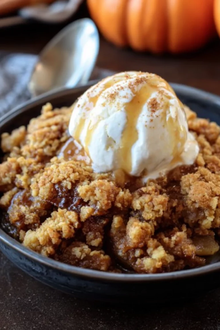 pumpkin crisp, autumn dessert, crunchy streusel, warm spices, sweet and savory