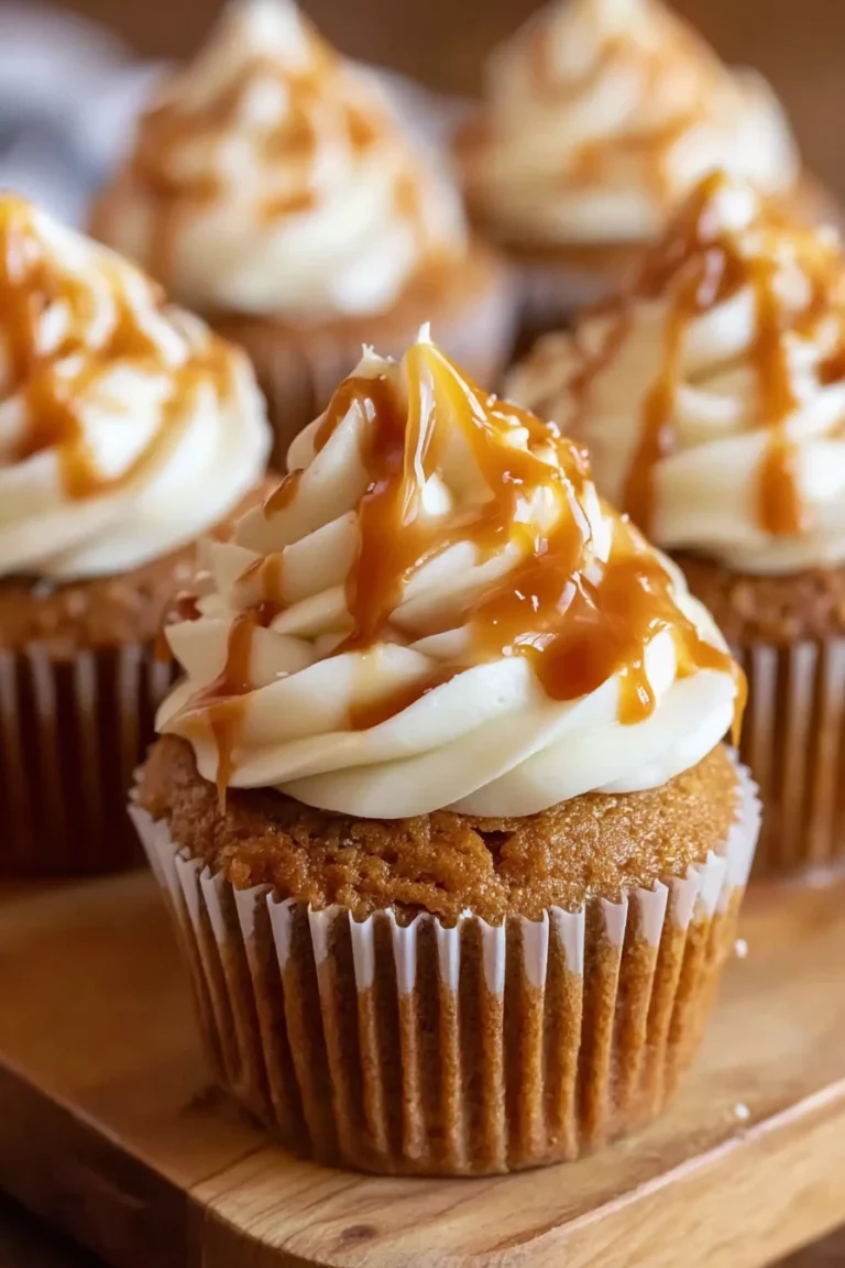 pumpkin cupcakes, salted caramel frosting, decadent, fall flavors, delicious