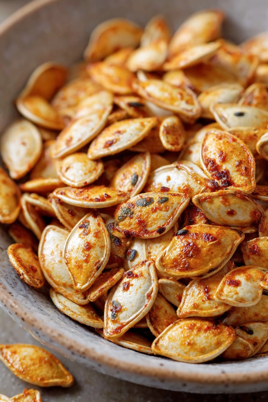 roasted pumpkin seeds, crunchy, savory snack, autumn flavors, delicious