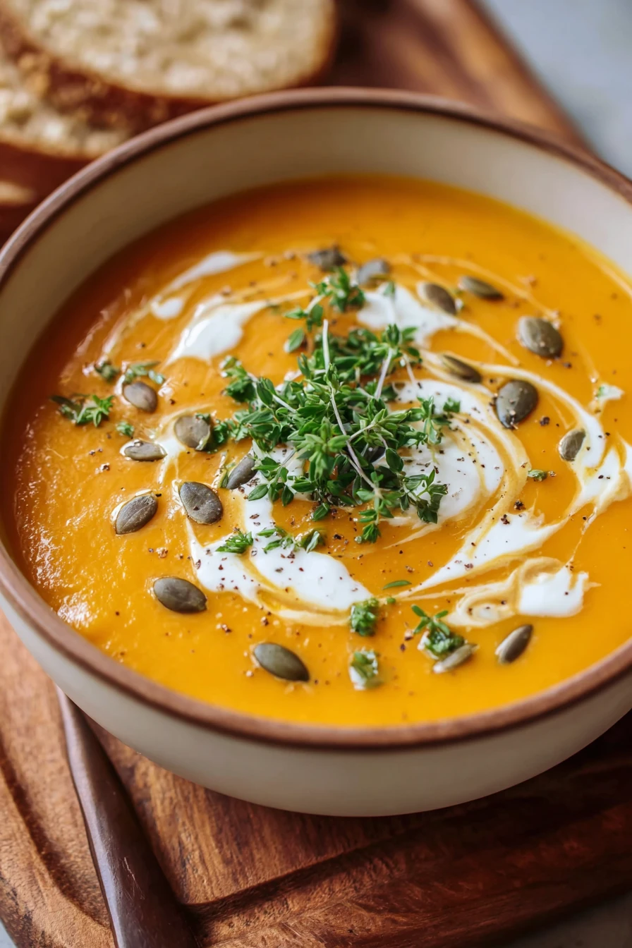 roasted pumpkin soup, savory, creamy, fall flavors, comforting, seasonal warmth