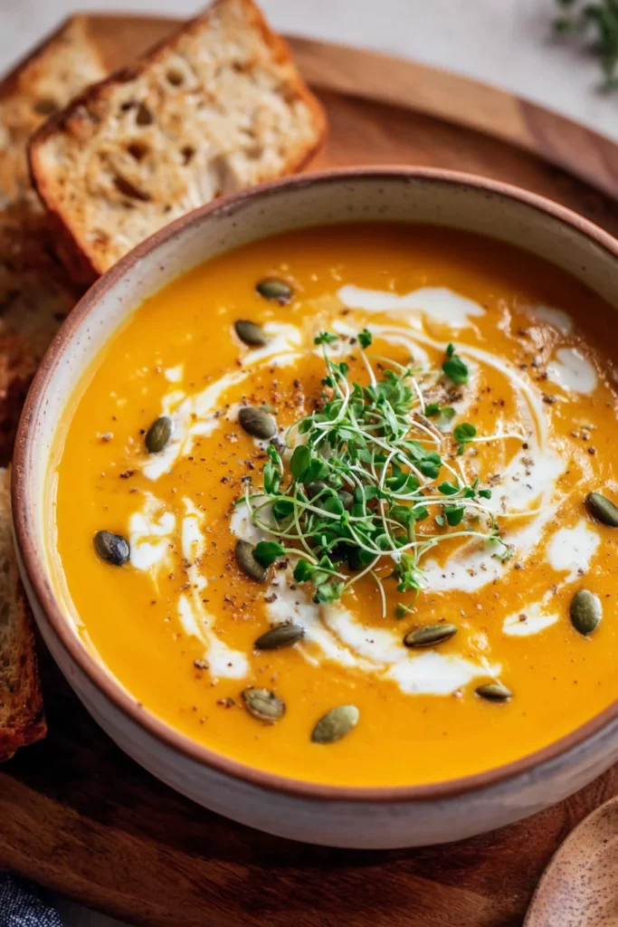 roasted pumpkin soup, savory fall flavors, creamy texture, aromatic spices