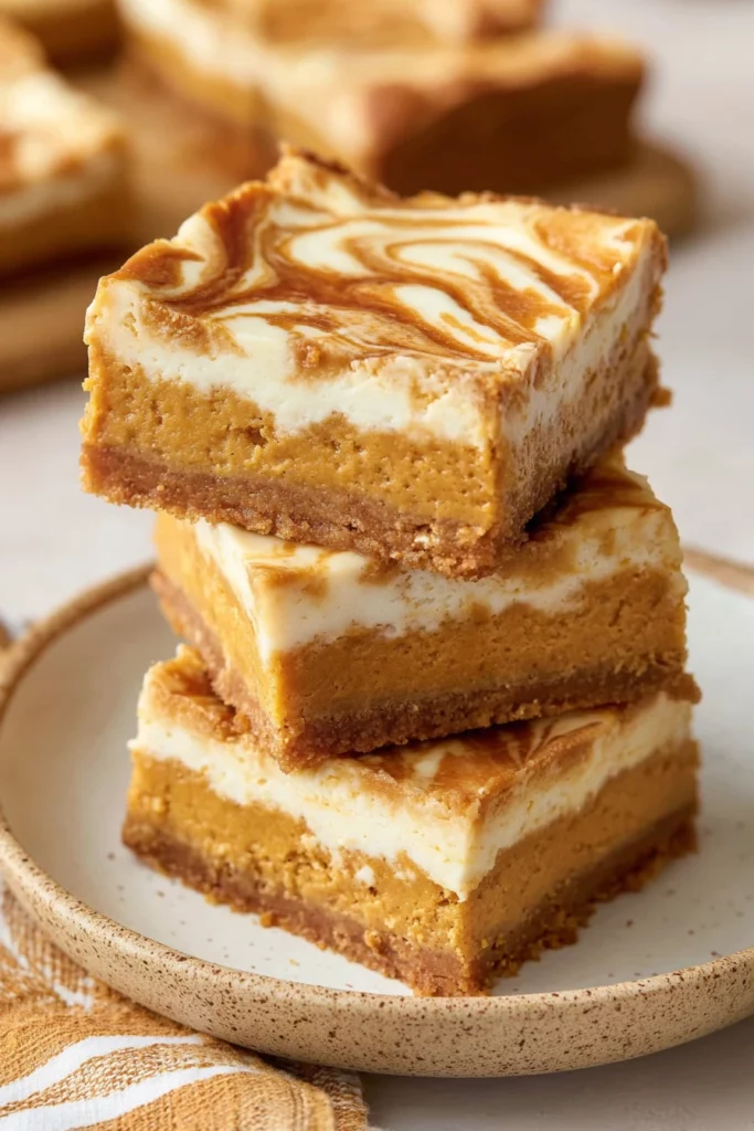swirled pumpkin cheesecake bars, autumn dessert, creamy, spiced, decadent, pumpkin swirls, delicious bars