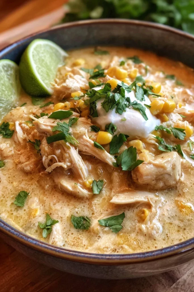 slow cooker, creamy white chicken chili, delicious, comforting, savory, hearty, easy to make