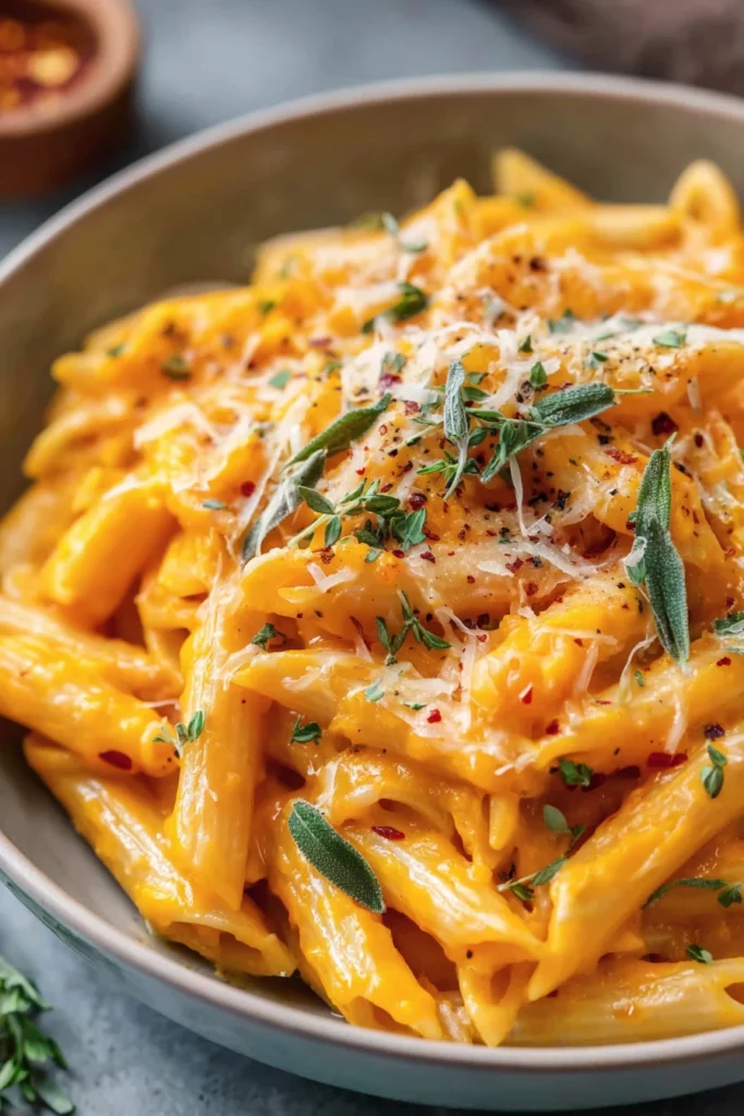 butternut squash, pasta recipe, creamy sauce, savory, comforting, autumn flavors