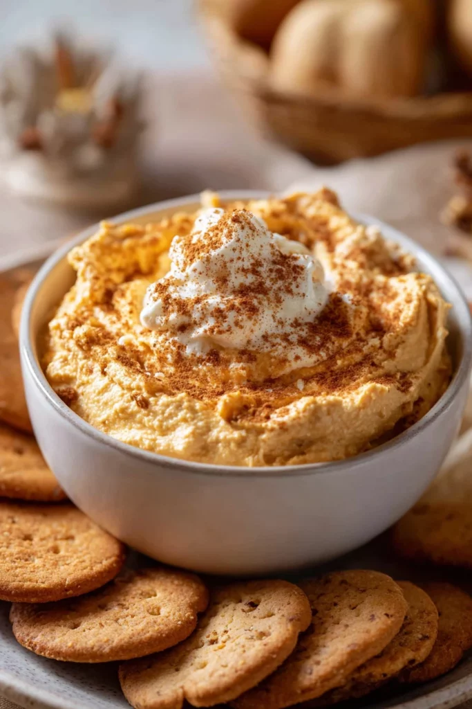 vegan pumpkin fluff dip, creamy, delicious, autumn flavors, plant-based, fluffy texture