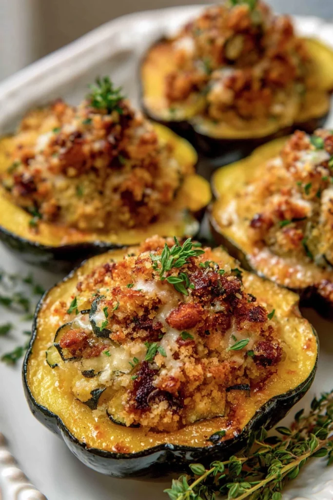 acorn squash recipe, stuffed, savory, roasted, delicious, fall flavors