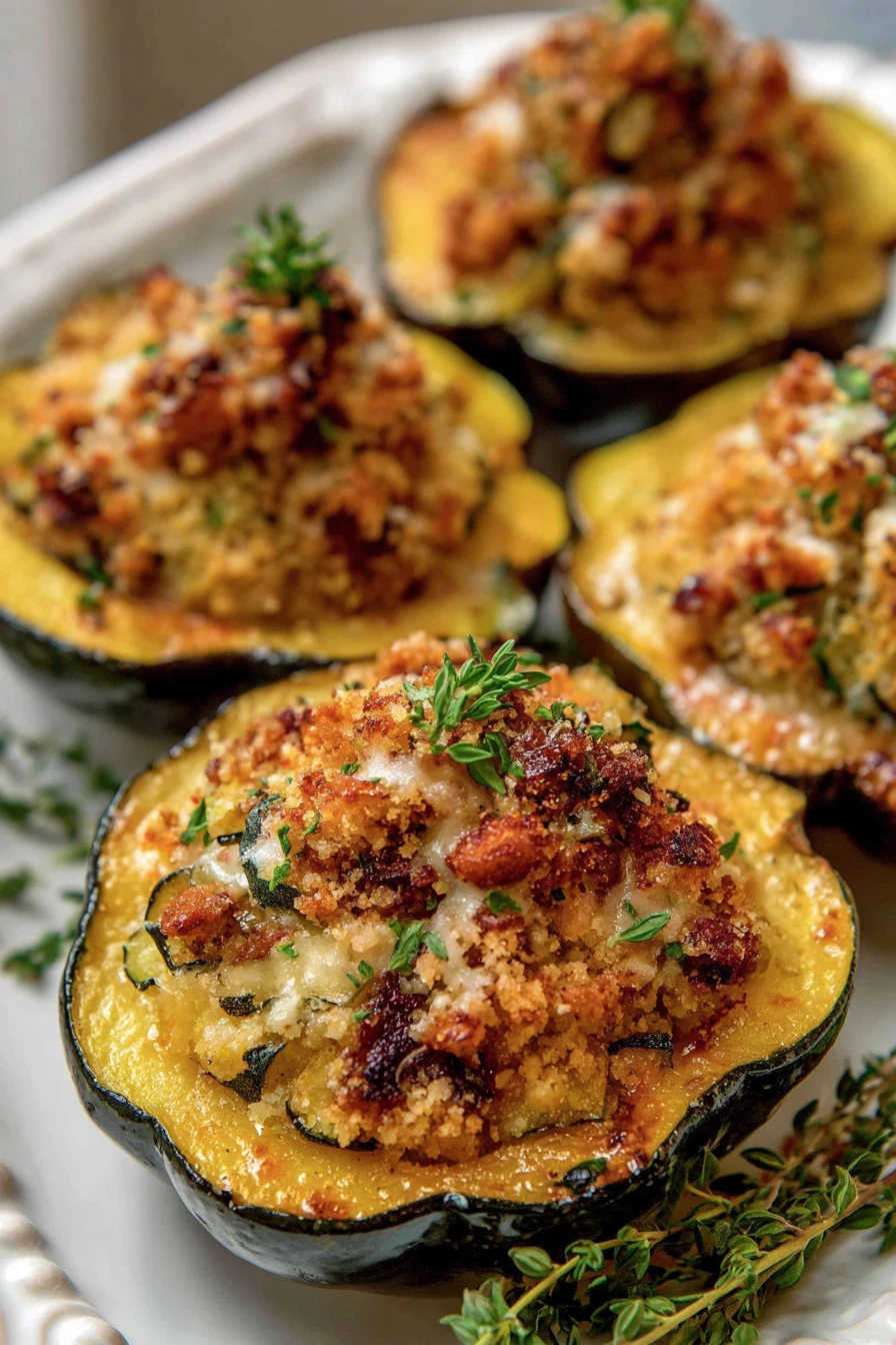 acorn squash recipe, stuffed, savory, roasted, delicious, fall flavors