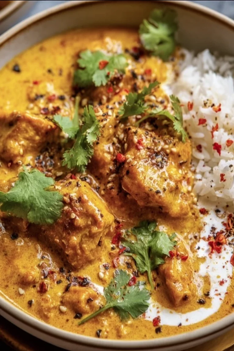 creamy butternut squash butter chicken, savory, aromatic, rich sauce, flavorful spices