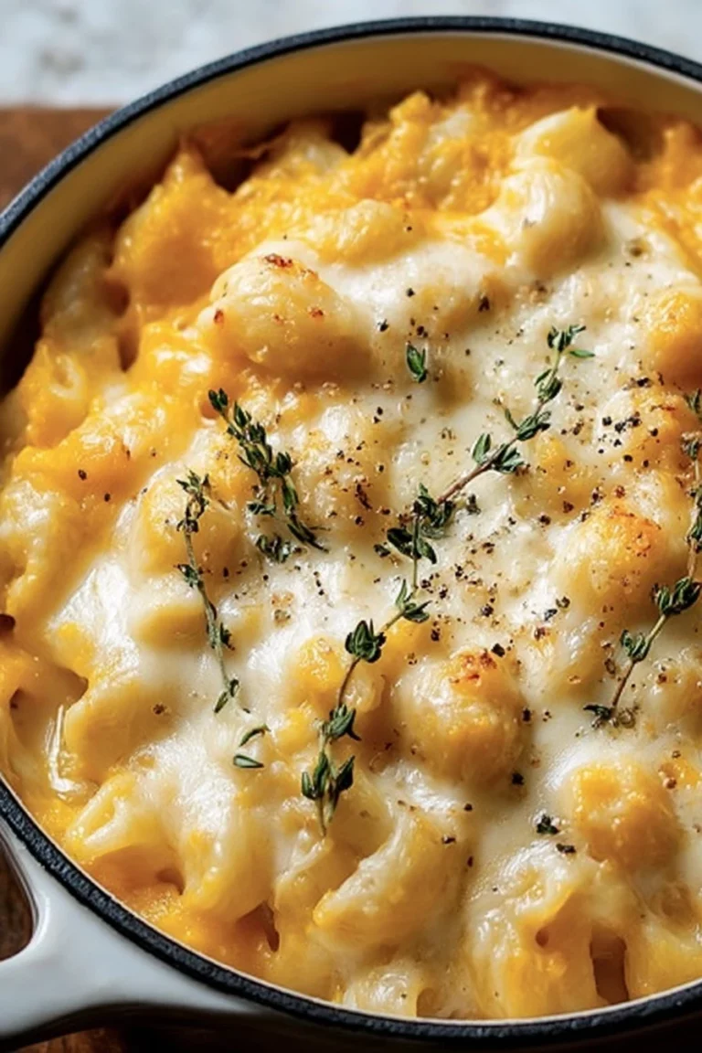 Creamy butternut squash, cheesy, comforting, savory, indulgent, fall-inspired, mac and cheese recipe