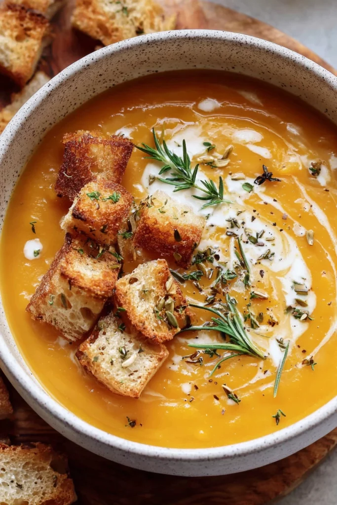 roasted butternut squash soup, easy recipe, comforting, creamy, savory, fall flavors